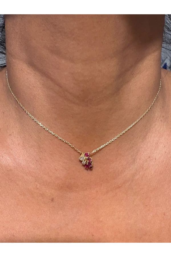 Collier Centre Rubis et Diamants - photo 2