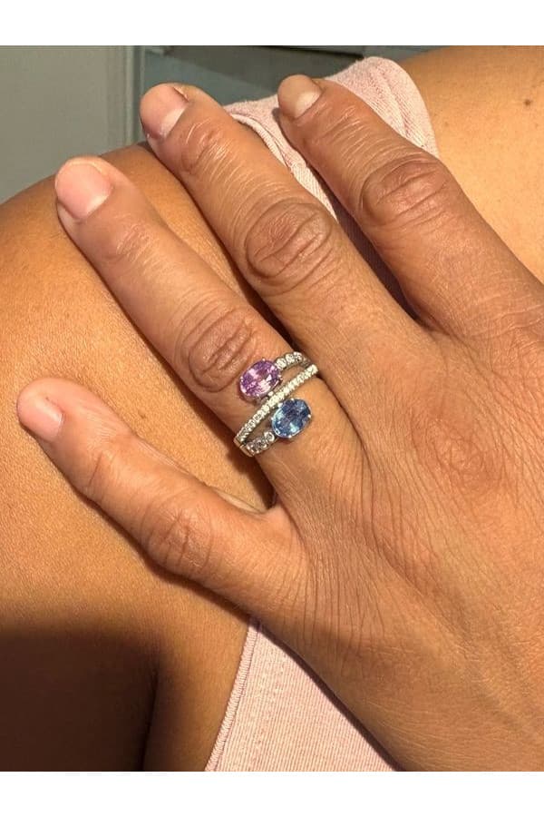 Bague Saphirs Rose et Bleu - photo 2