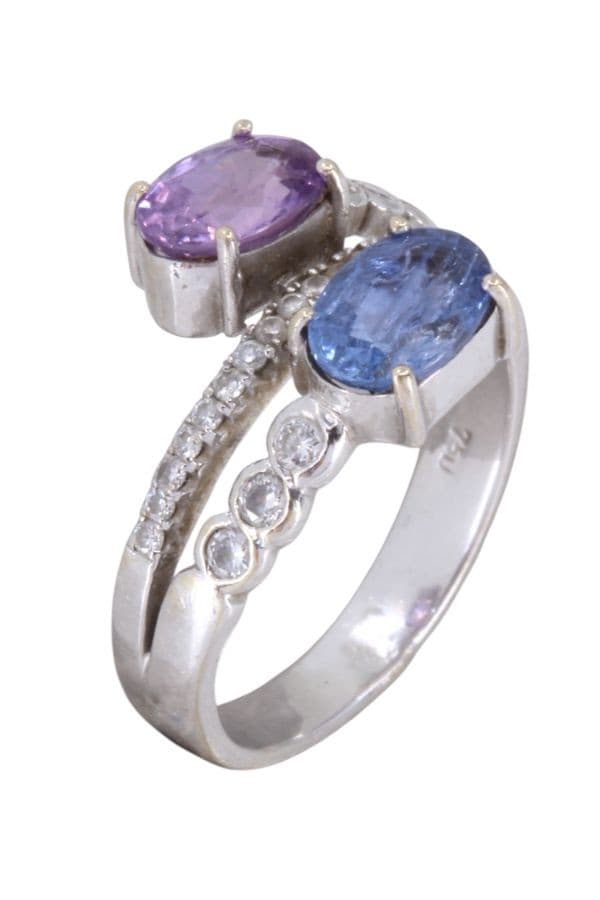 Bague Saphirs Rose et Bleu - photo 3