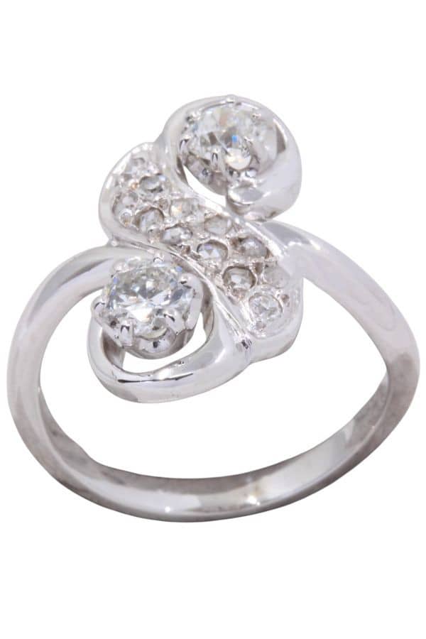 BAGUE ANCIENNNE TOI ET MOI DIAMANTS, photo 2 sur 3