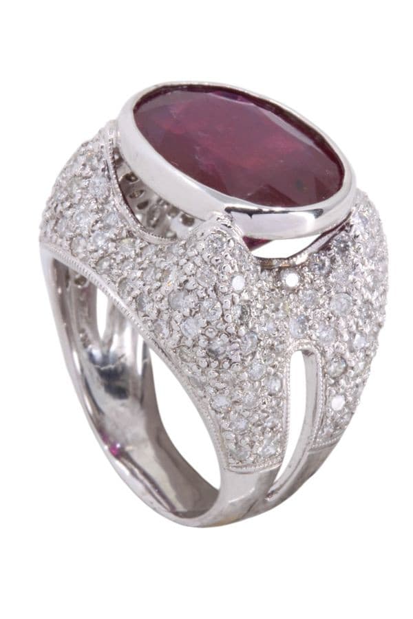 Bague Rubis et Pavage Diamants - photo 4