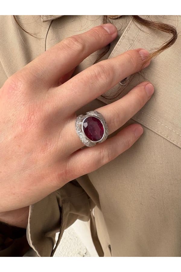 Bague Rubis et Pavage Diamants - photo 2