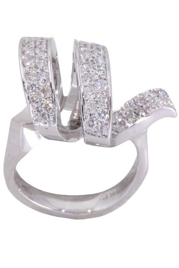 BAGUE MODERNE PAVAGE DIAMANTS, photo 2 sur 3