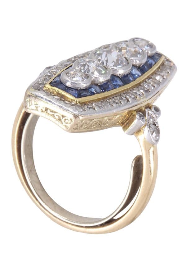 Bague Art-Déco Diamant et Saphirs - photo 4
