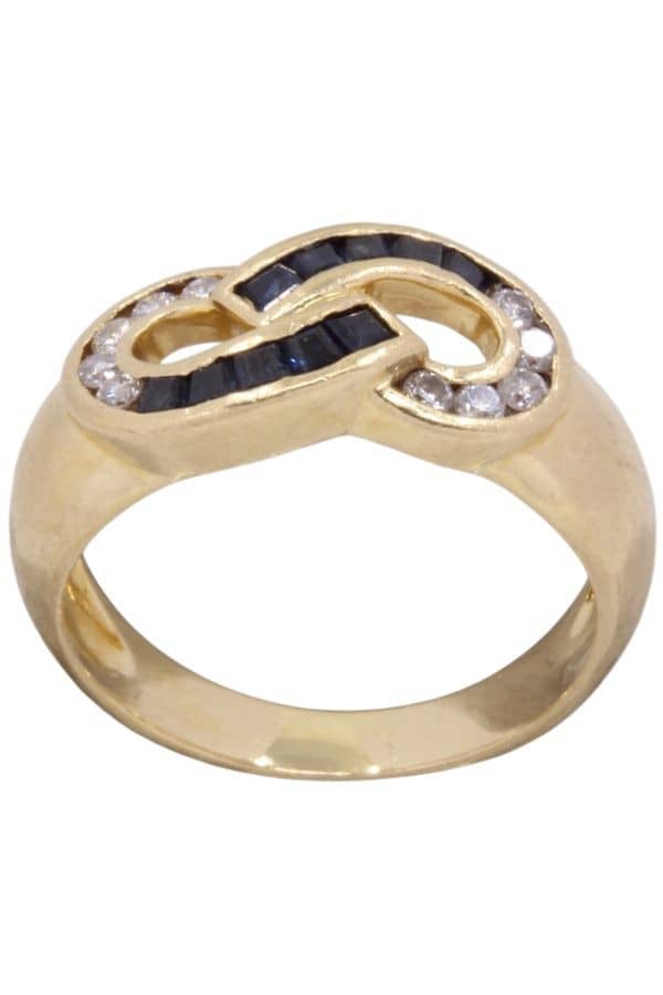BAGUE MODERNE SAPHIRS ET DIAMANTS, photo 2 sur 3