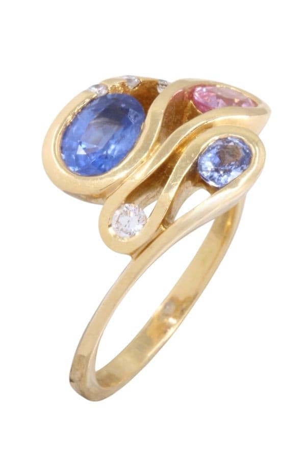 Bague Saphirs Rose, Bleus et Diamants - photo 3