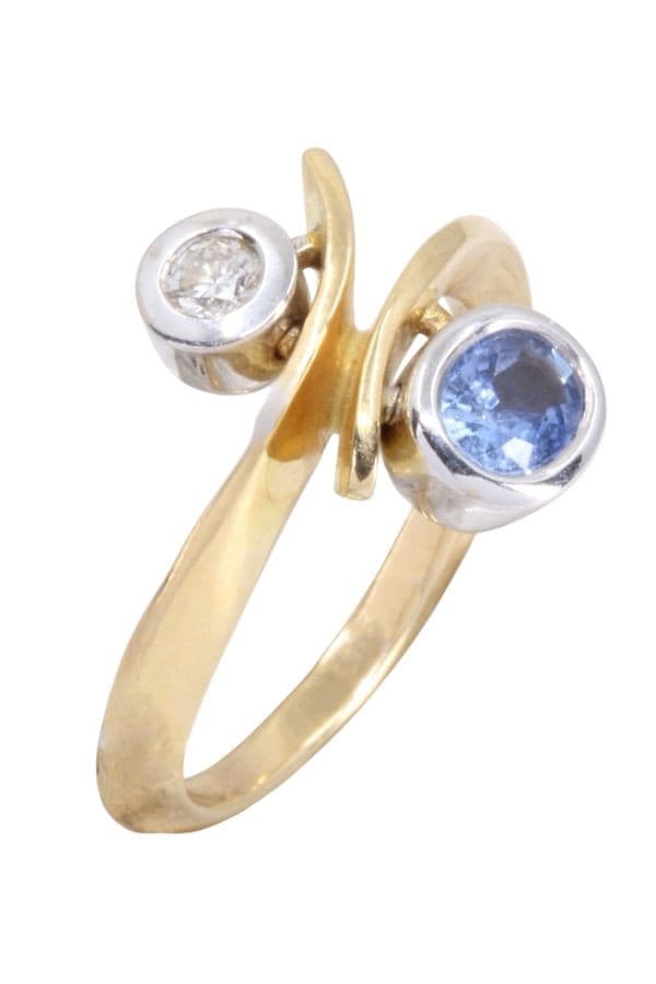 Bague 2 Ors Saphir et Diamant - photo 3