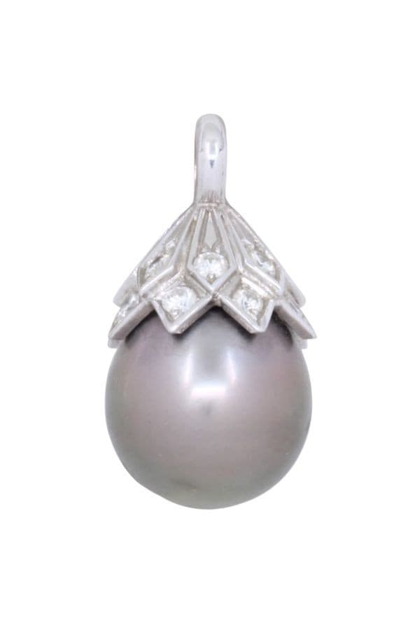 Pendentif Perle de Tahiti et Diamants