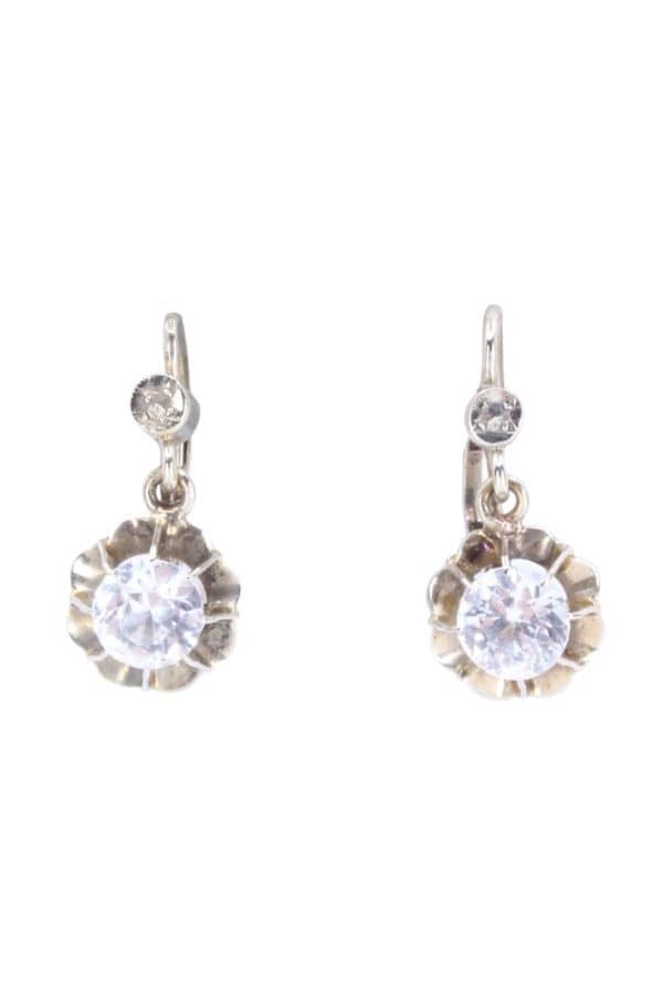 DORMEUSES 2 ORS SAPHIRS BLANCS ET DIAMANTS, photo 2 sur 3