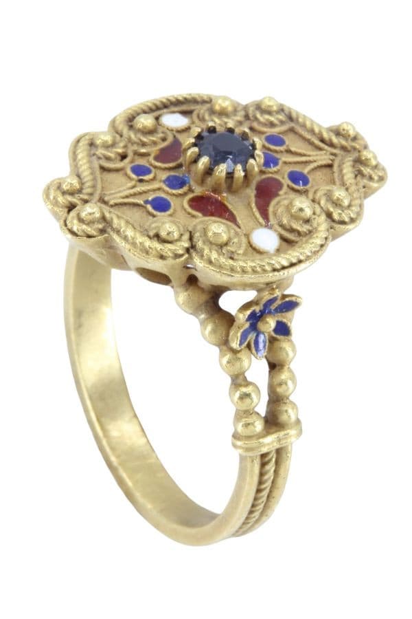 Bague Ancienne Émaillée Saphir - photo 4