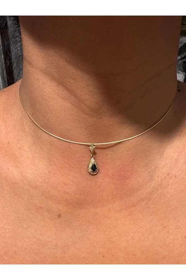 Pendentif Goutte Saphir Diamants - photo 2