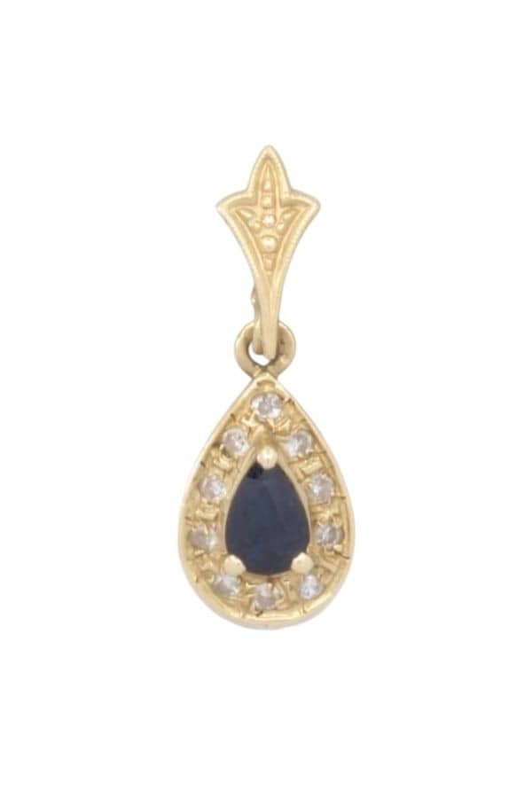 PENDENTIF GOUTTE SAPHIR DIAMANTS, photo 2 sur 3