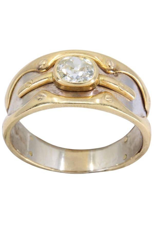 BAGUE MODERNE 2 ORS DIAMANT, photo 2 sur 3