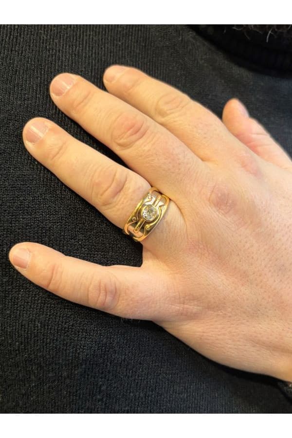 Bague Moderne 2 Ors Diamant - photo 2
