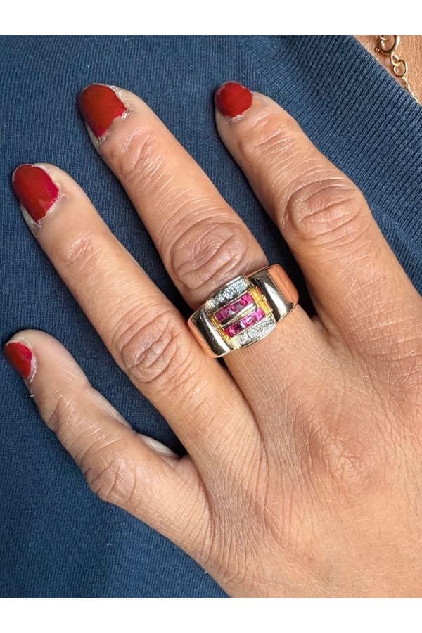 Bague Tank Rubis et Diamants - photo 2