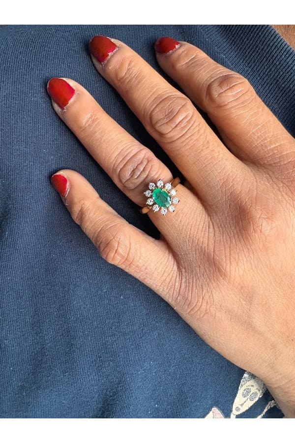 Bague Marguerite Emeraude et Diamants - photo 2