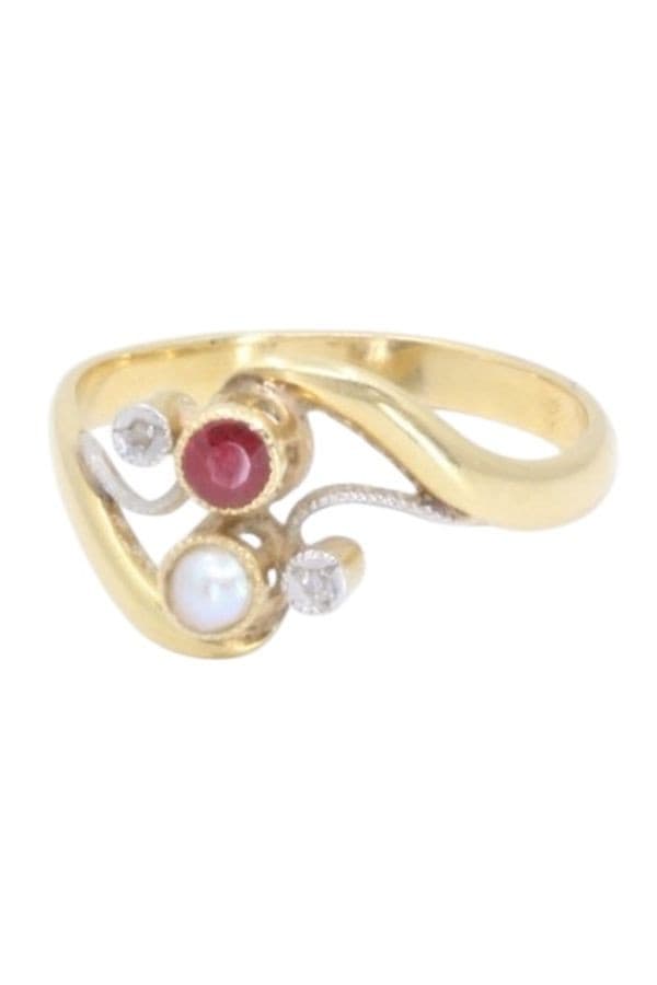 Bague Toi et Moi Art Nouveau - photo 3
