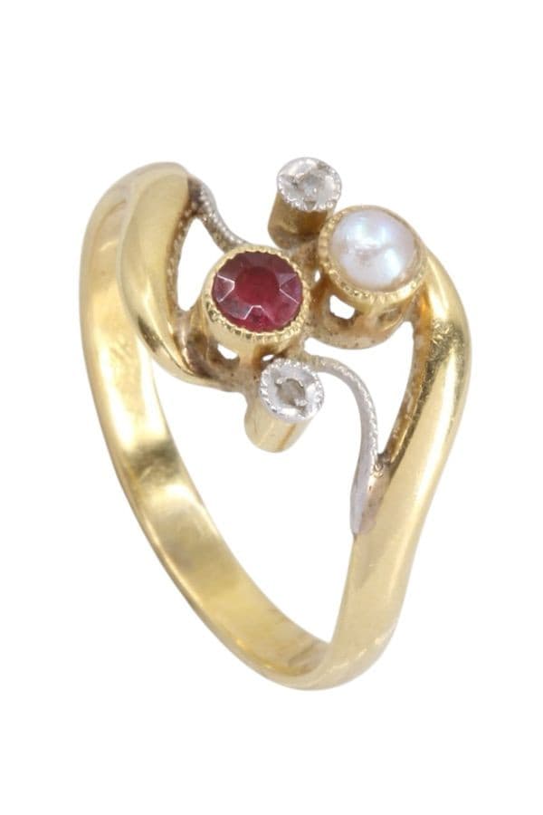 Bague Toi et Moi Art Nouveau - photo 6