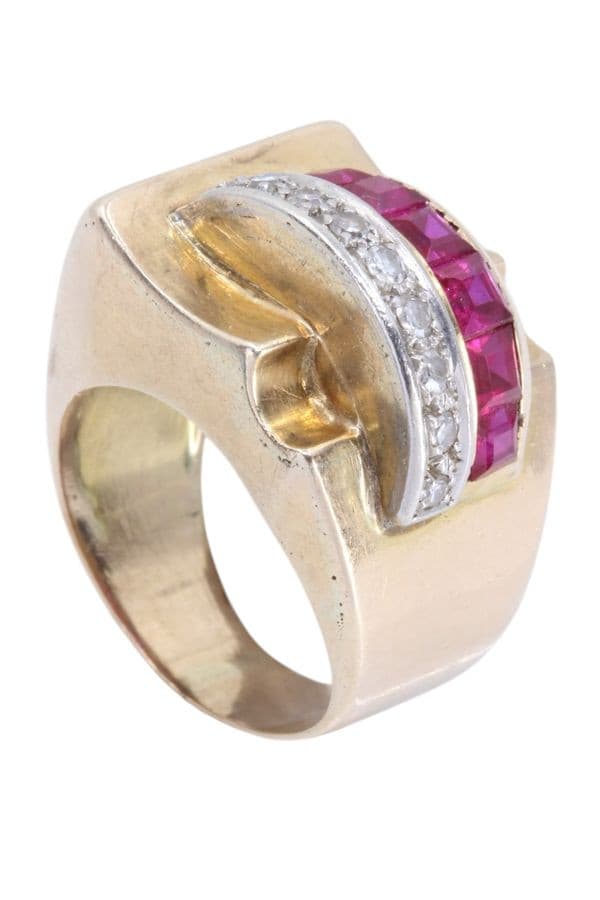 Bague Tank Rubis et Diamants - photo 4
