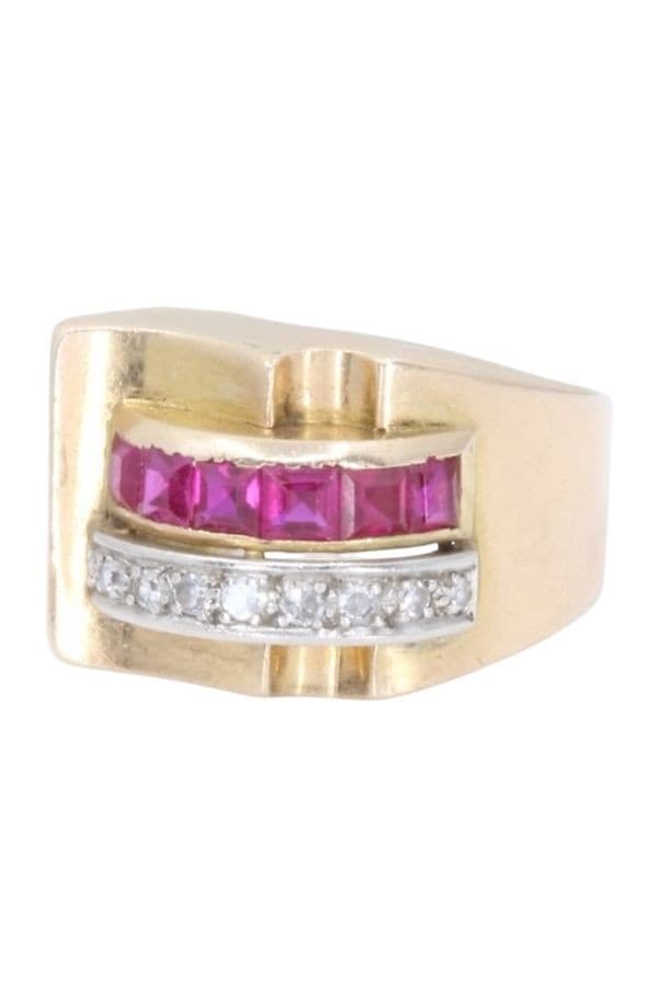 Bague Tank Rubis et Diamants - photo 6