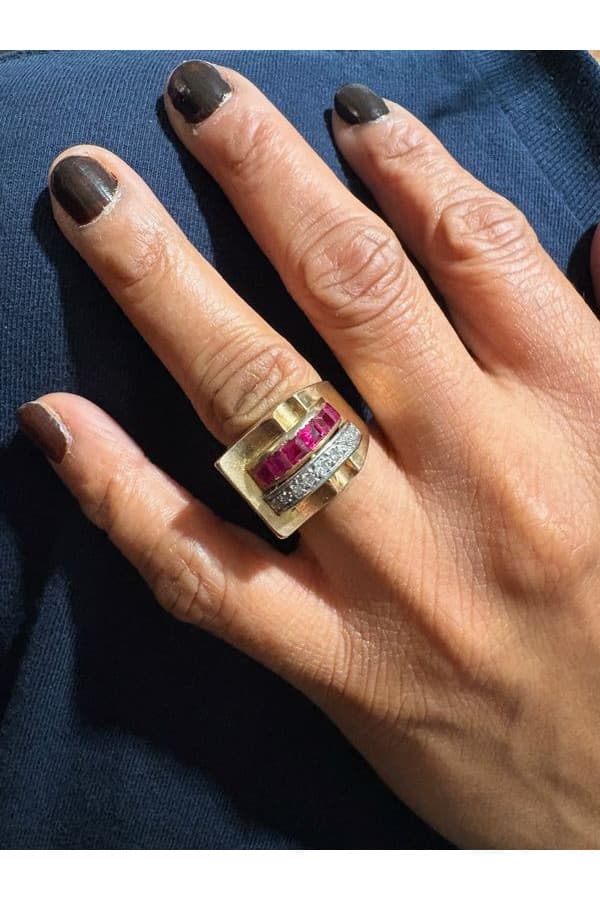 Bague Tank Rubis et Diamants - photo 2