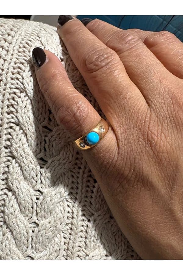 Bague Jonc Turquoise et Diamants - photo 2