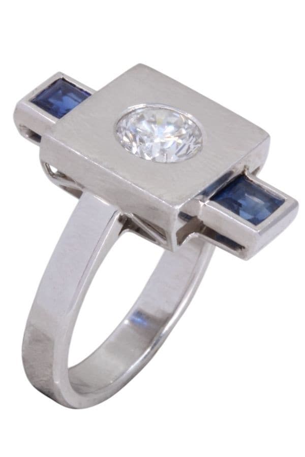 Bague Art-Déco Saphirs et Diamant - photo 3
