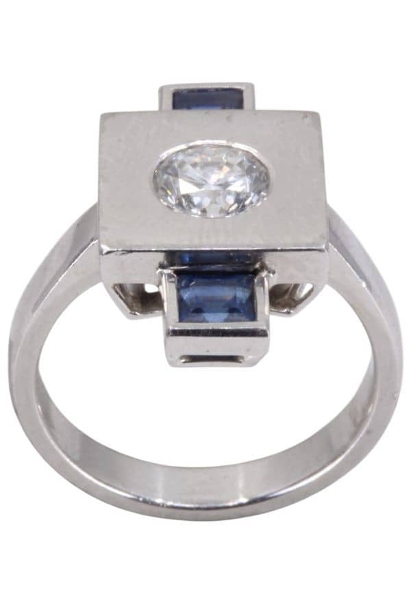 BAGUE ART-DÉCO SAPHIRS ET DIAMANT, photo 2 sur 3