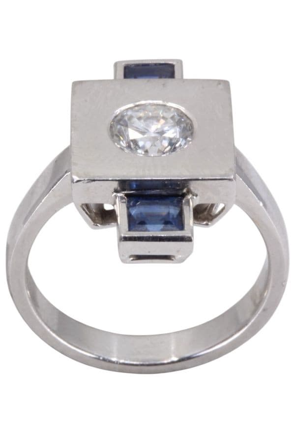 Bague Art-Déco Saphirs et Diamant