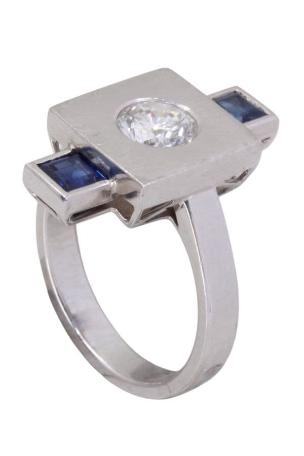 Bague Art-Déco Saphirs et Diamant - photo 4