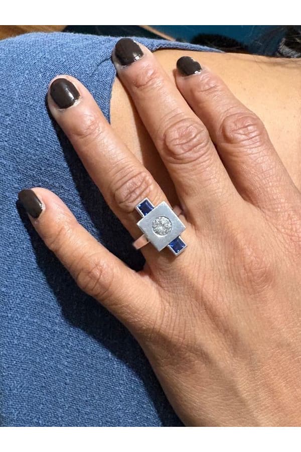 Bague Art-Déco Saphirs et Diamant - photo 2