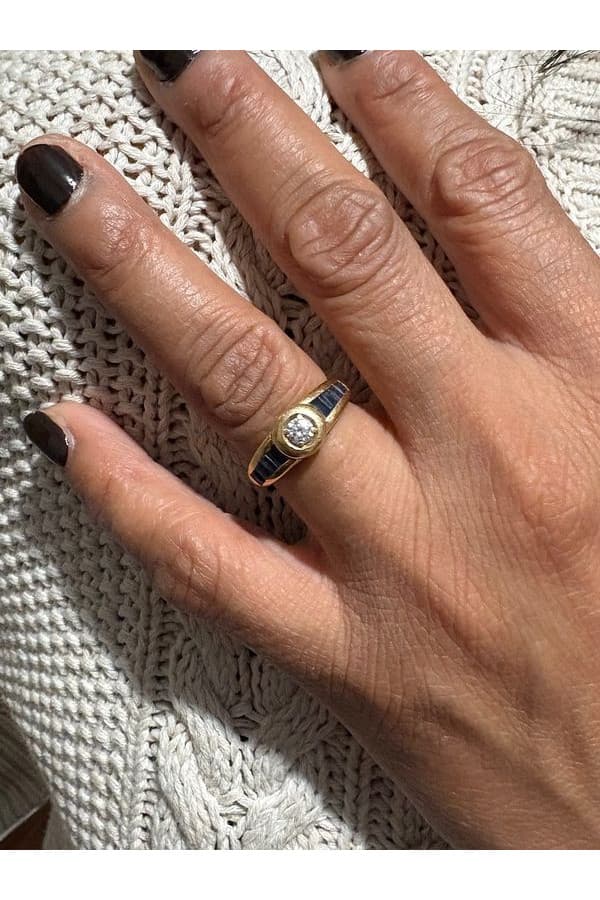 Bague Moderne Diamant et Saphirs - photo 2