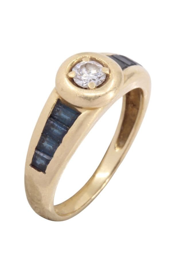 Bague Moderne Diamant et Saphirs - photo 3