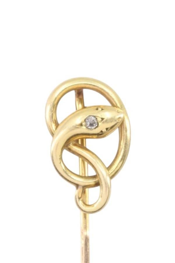 EPINGLE ANCIENNE SERPENT DIAMANT, photo 1 sur 2