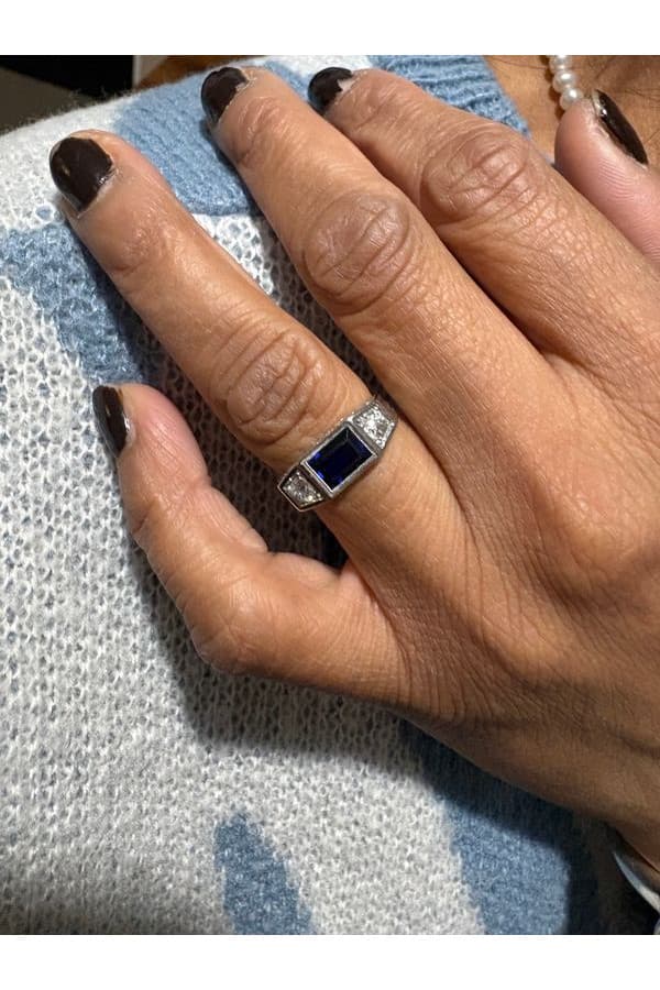 Bague Art-Déco Saphir et Diamants - photo 2
