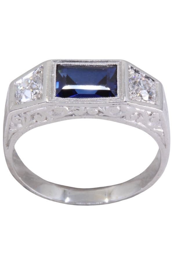 Bague Art-Déco Saphir et Diamants