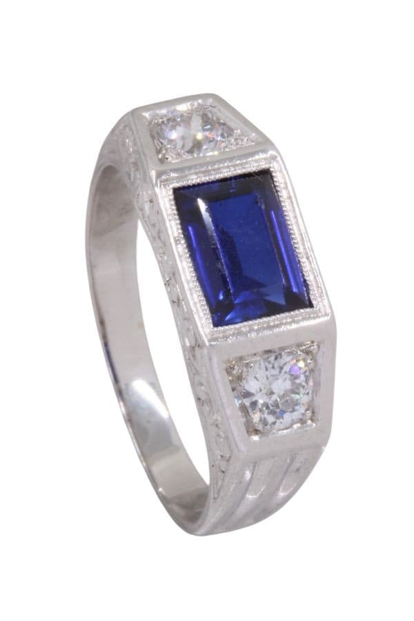 Bague Art-Déco Saphir et Diamants - photo 5