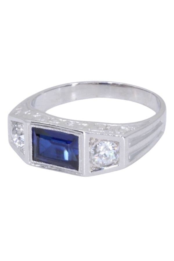Bague Art-Déco Saphir et Diamants - photo 6