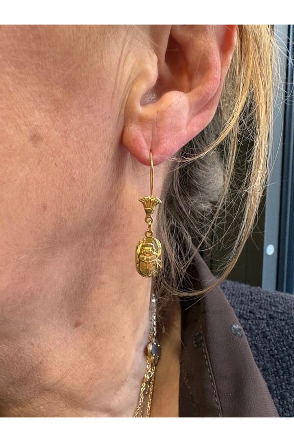Boucles d'Oreilles Pendantes Scarabée - photo 2