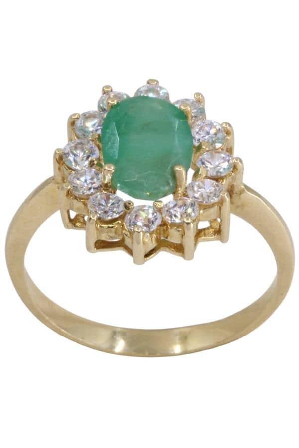 BAGUE MARGUERITE ÉMERAUDE ET DIAMANTS, photo 2 sur 3