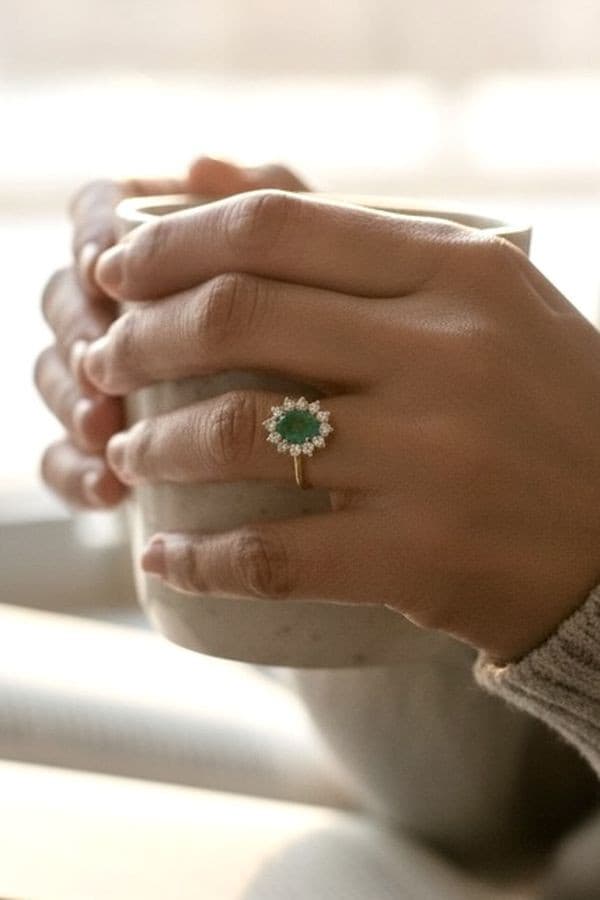 Bague Marguerite Émeraude et Diamants - photo 2