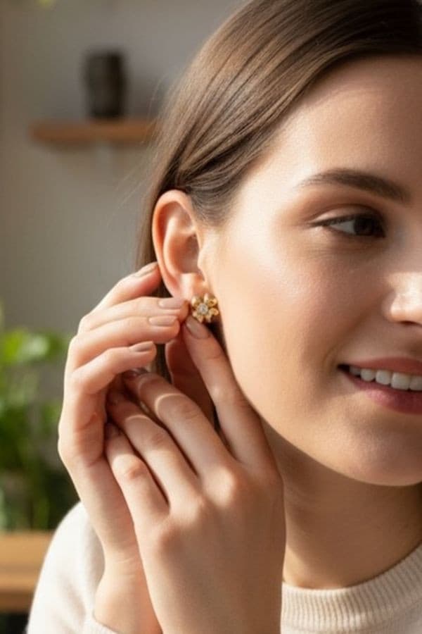 Boucles d'Oreilles Fleurs Diamants - photo 2