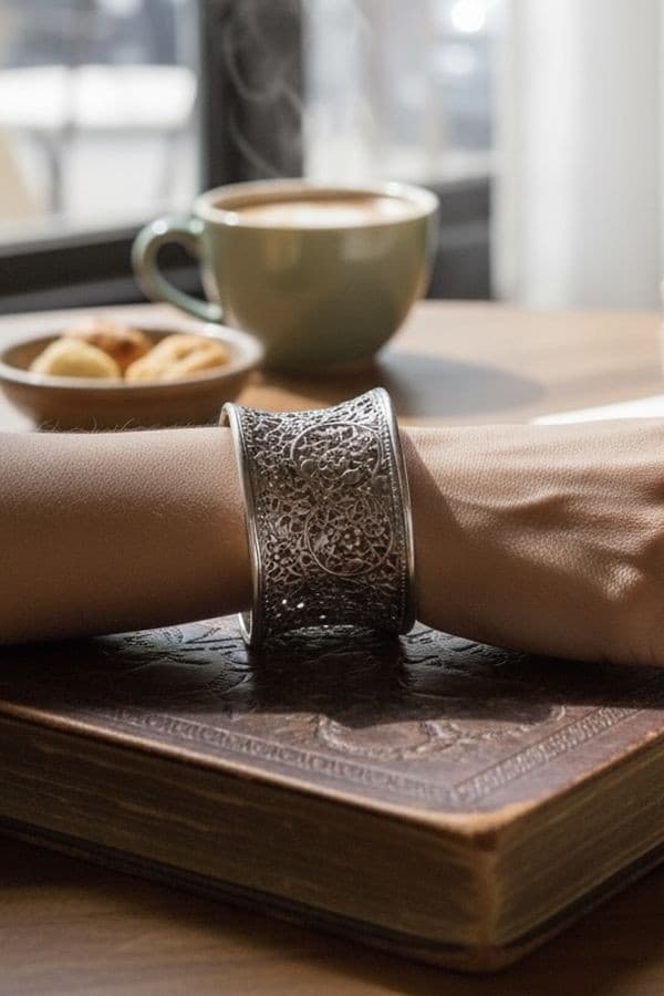 Bracelet Manchette Argent - photo 3
