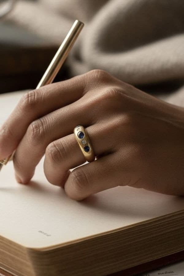 Bague Jonc Saphirs et Diamants - photo 2