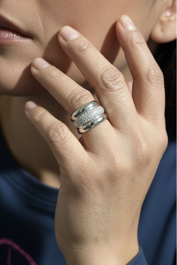 Bague Jonc Godron Diamants - photo 2