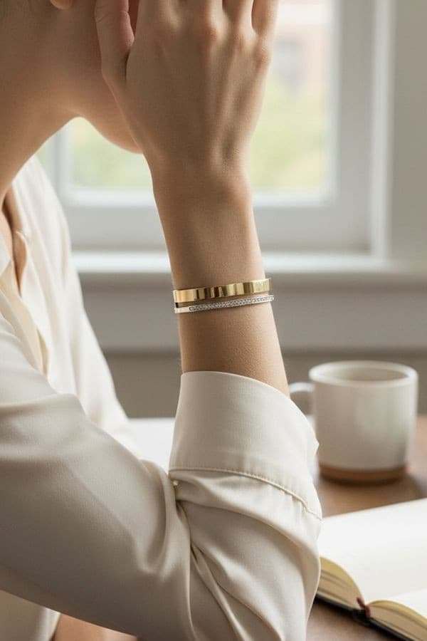 Bracelet Jonc 2 Ors Diamants - photo 2