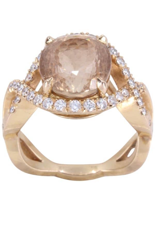 BAGUE MODERNE QUARTZ ET DIAMANTS, photo 2 sur 3