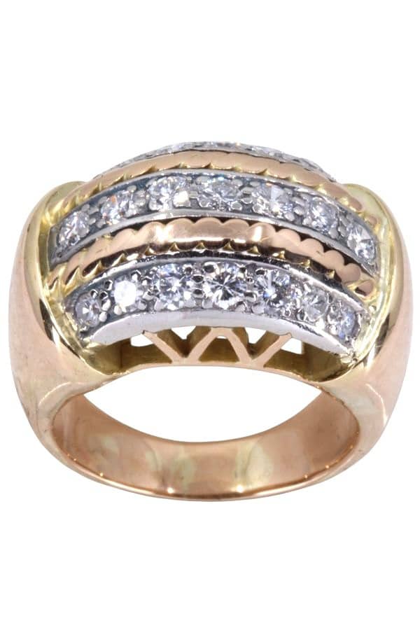 BAGUE BANDEAU DIAMANTS 1950', photo 2 sur 3