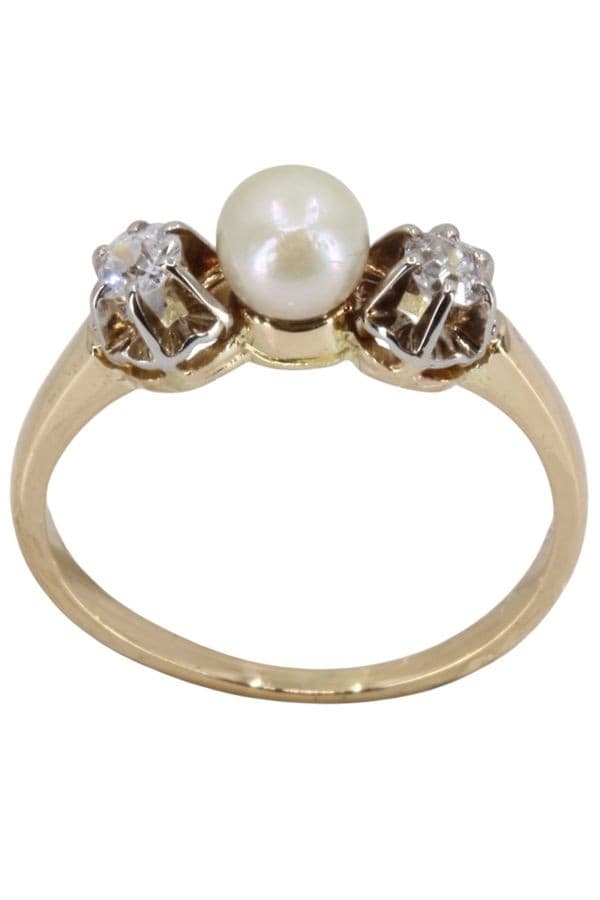 Bague Jarretière Perle et Diamants