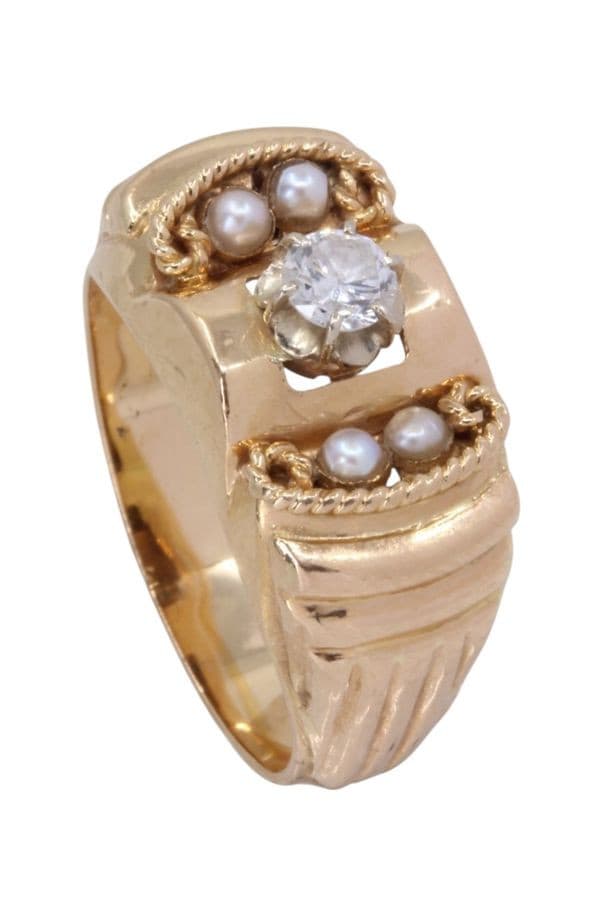 Bague Ancienne Diamant et Perles - photo 4